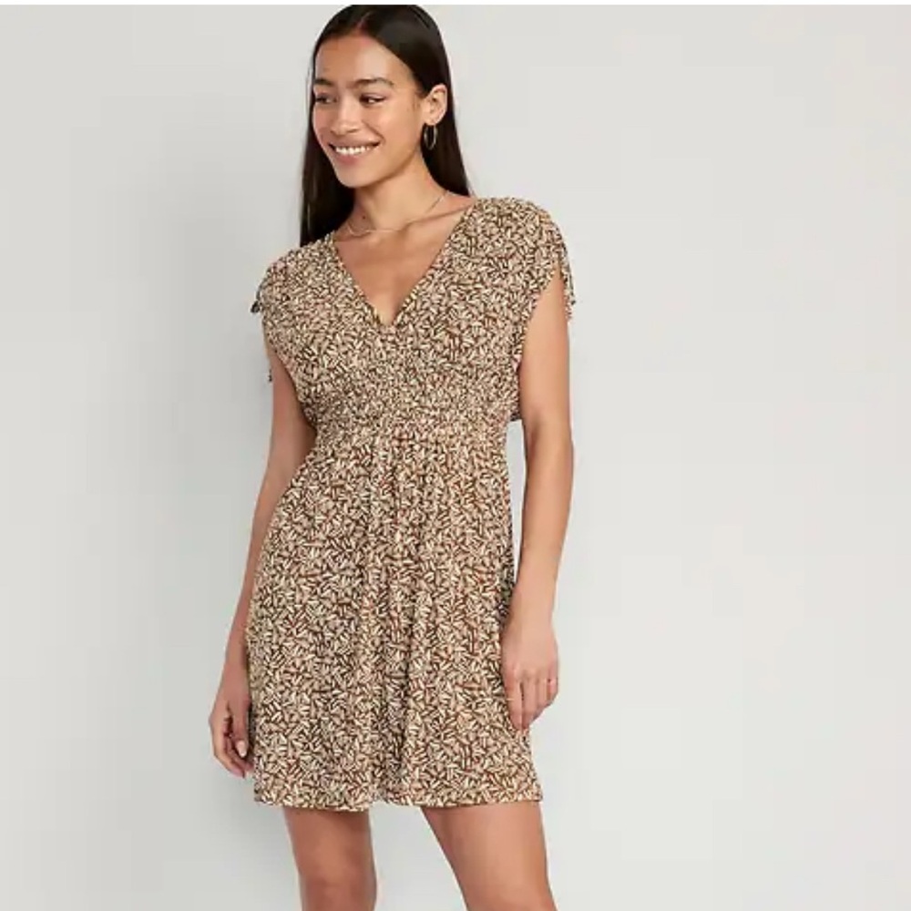 Old Navy Tan Floral Mini Dress